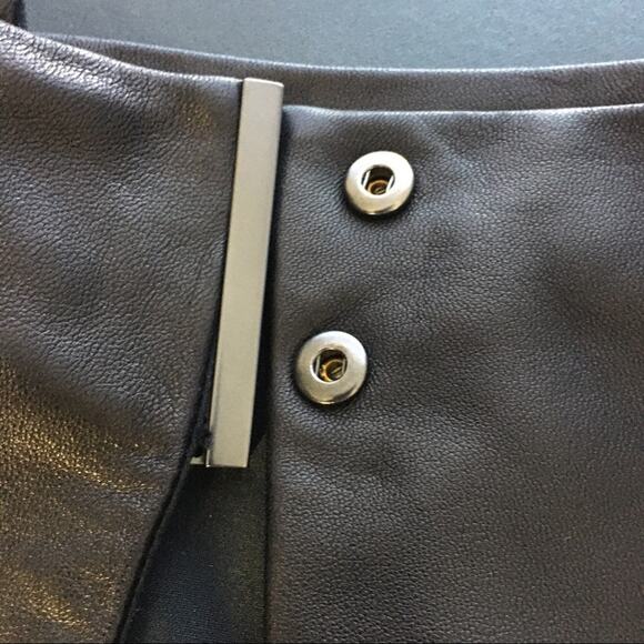 NWT Tibi Black Leather Trim Detail Pencil Skirt 2 - Picture 5 of 7